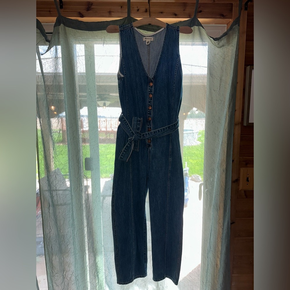 Madewell Denim Tie Waist Jumpsuit
